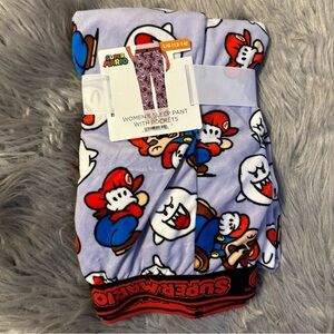 Super‎ Mario Pajama Pants Womens Size Large Purple Sleep Pants With Pockets